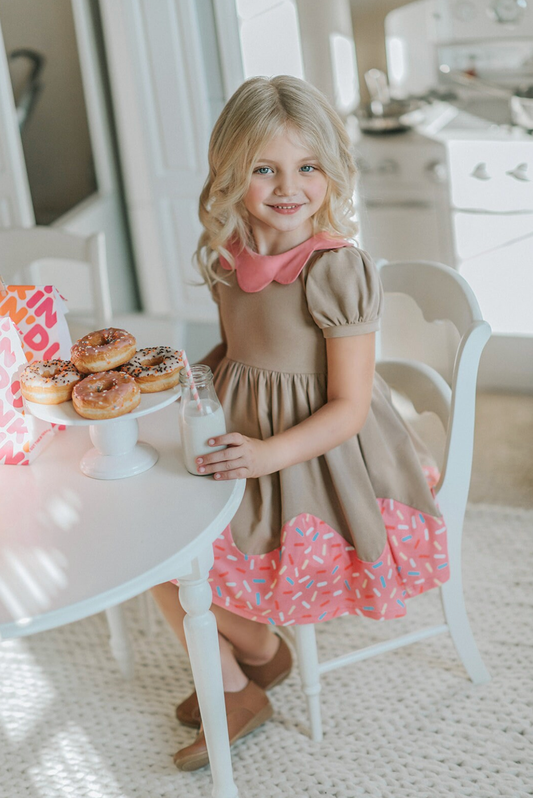 Girls Sprinkles Donut Cotton Twirl dress Short Sleeve