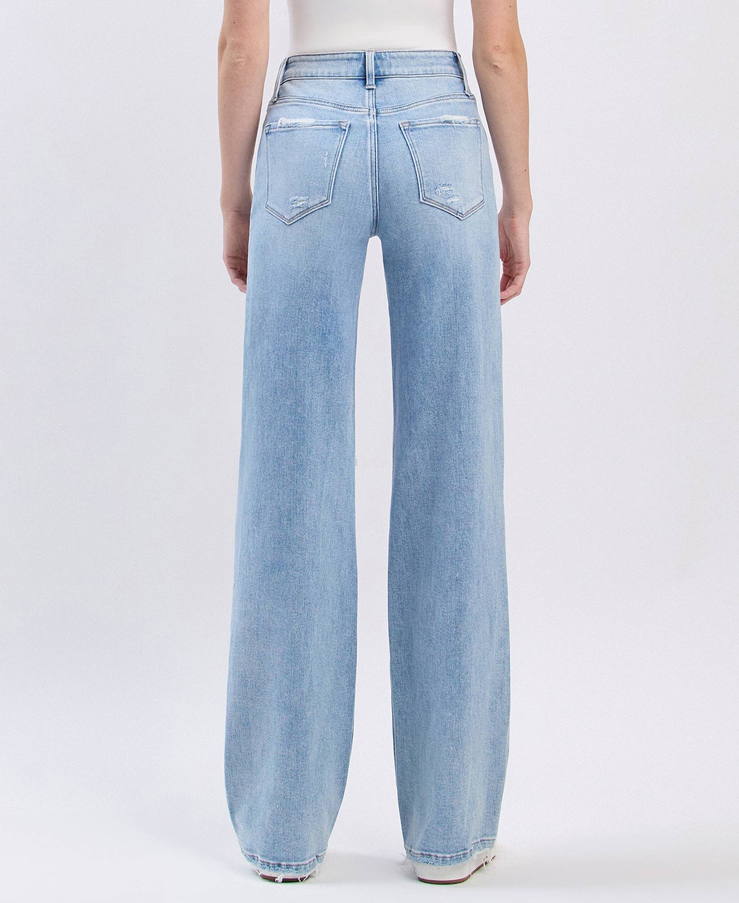 HIGH RISE DISTRESSED WIDE LEG JEANS F5997