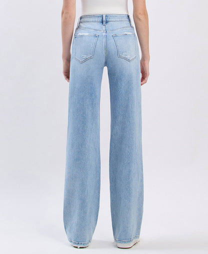 HIGH RISE DISTRESSED WIDE LEG JEANS F5997