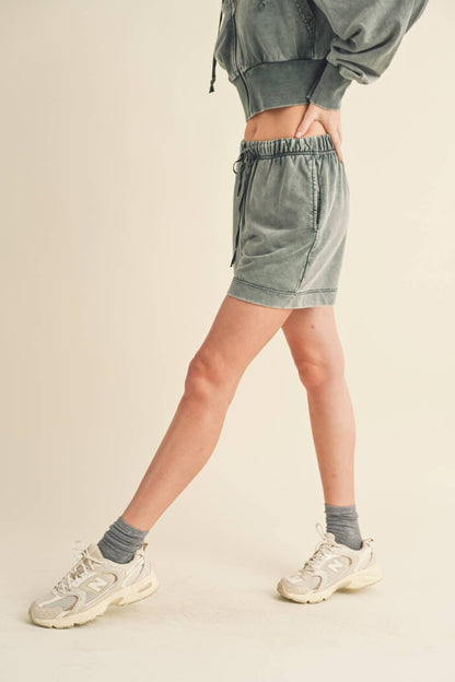 High Waisted Mineral Wash Shorts