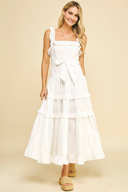 RUFFLED DETAIL TIERED MAXI DRESS