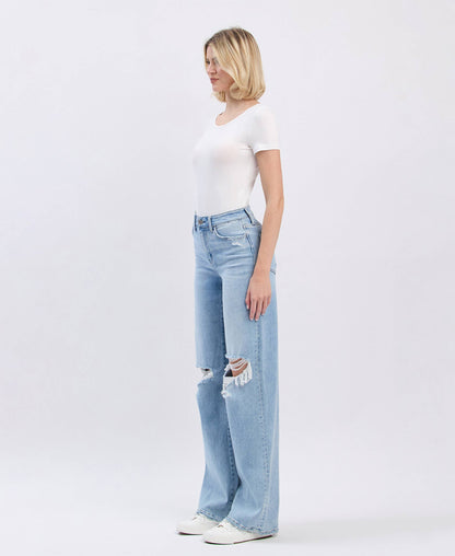HIGH RISE DISTRESSED WIDE LEG JEANS F5997