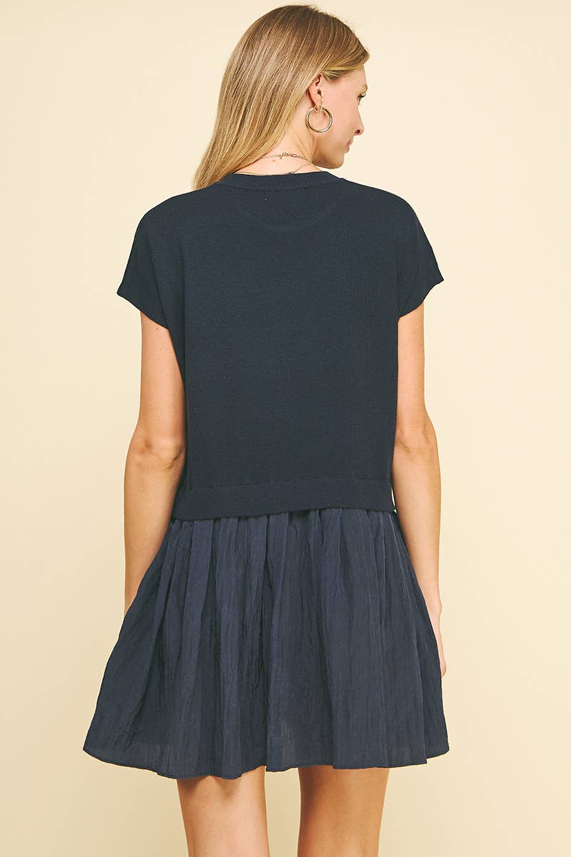 CONTRAST KNIT MINI DRESS - 5813D