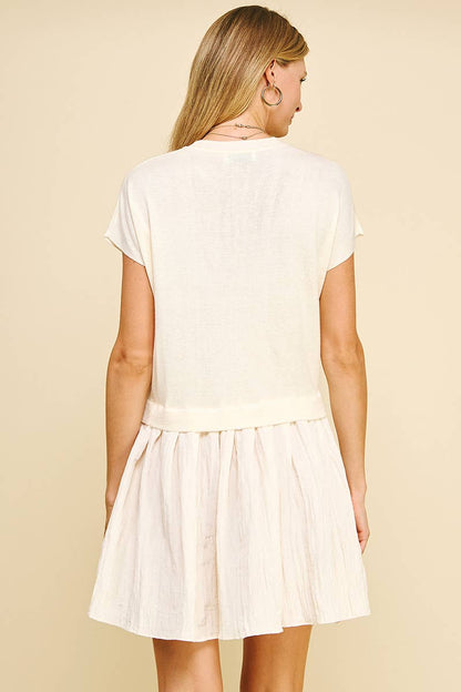 CONTRAST KNIT MINI DRESS - 5813D